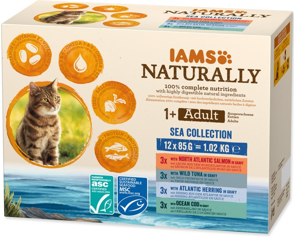 Iams Cat Naturally mořské maso v omáčce 1020 g