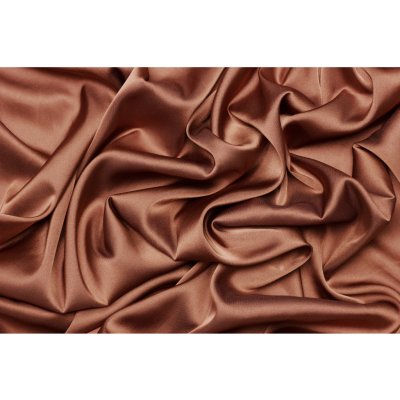 Saténové umělé hedvábí | Silky Armani - Měděná hnědá – Hledejceny.cz