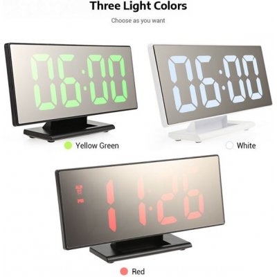HODINY DS 3618W, bílé stolní LED hodiny s budíkem, USB, zelený displej – Zboží Mobilmania