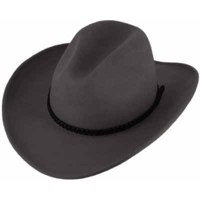 Fiebig Headwear since 1903 Měkký ý klobouk ve stylu western tvárný s drátem po okraji a koženým řemínkem tmavě šed