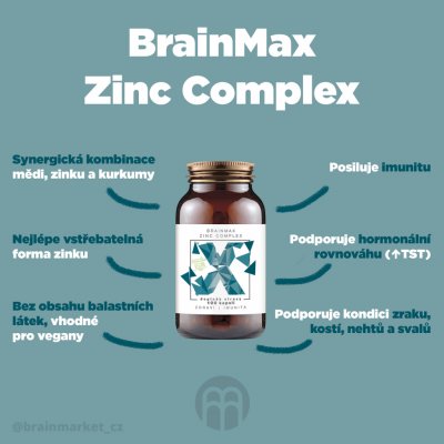 BrainMax Zinc Complex 100 rostlinných kapslí – Hledejceny.cz