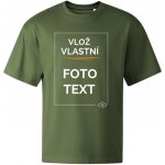 Oversized tričko s potiskem khaki – Zboží Dáma