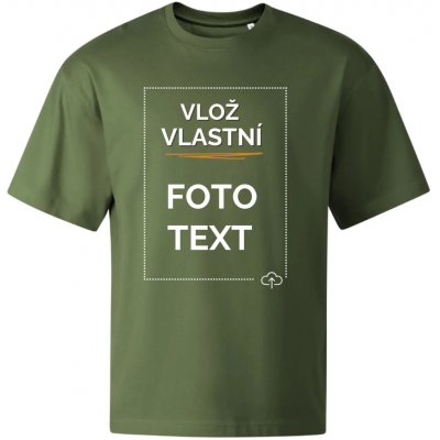 Oversized tričko s potiskem khaki – Zboží Dáma