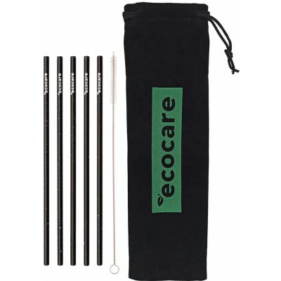 Ecocare Ekologická kovová brčka Černé se vzorem 5 ks – Sleviste.cz