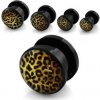 Piercing Šperky4U Šroubovací plug do ucha vzor leopard PL01114-04