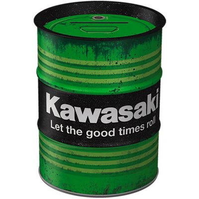 Postershop Plechová kasička barel: Kawasaki Let the good times roll – Zboží Mobilmania