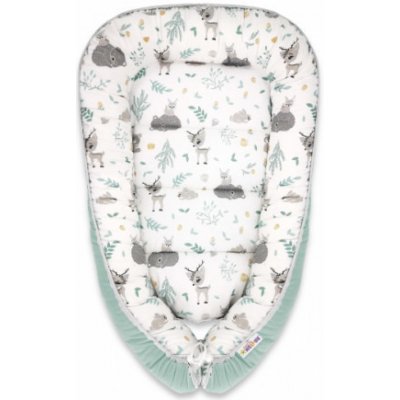 Baby Nellys Oboustranné hnízdečko Velvet New Forest Friends mátová – Sleviste.cz
