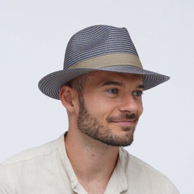 Krumlovanka letní klobouk Fedora Fa-38042 modrý