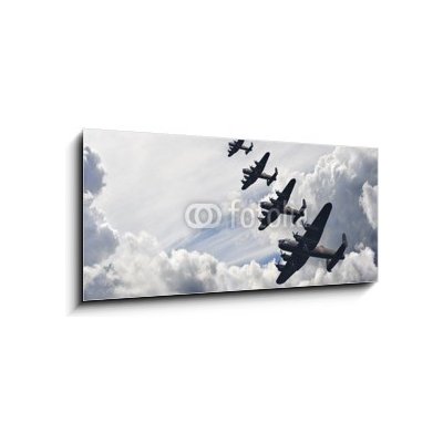 Skleněný obraz 1D panorama - 120 x 50 cm - World War Two British vintage flight formation Druhá světová válka britská letová formace – Zbozi.Blesk.cz
