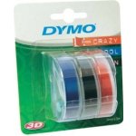 Dymo originální páska do tiskárny štítků, Dymo, S0847750, bílý tisk/černý, modrý, červený podklad, 3m, 9mm, 1 blistr/3 ks, 3D – Zboží Živě