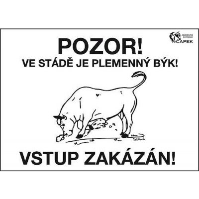 Výstražná cedulka PLEMENNÝ BÝK – Hledejceny.cz