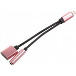 AppleKing redukce z lightning konektoru pro současné zapojení sluchátek a nabíječky pro iPhone - růžovo – Zboží Mobilmania