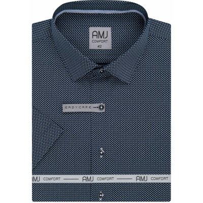 AMJ pánská košile bavlněná modrá s čtverečky a trojúhelníčky VKBR1146  krátký rukáv Regular Fit od 990 Kč - Heureka.cz