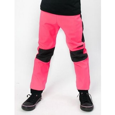 Drexiss dětské softshellové kalhoty s fleecem neon pink grey