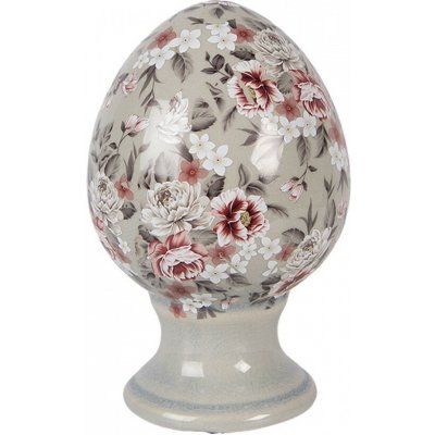 Clayre & Eef Zelené keramické vajíčko s květy Floria S Ø 9*14 cm – Hledejceny.cz