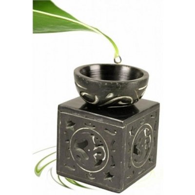 Nefertitis Aroma lampa z mastku černá se symbolem Óm NF12976 8 x 11 cm – Zboží Mobilmania