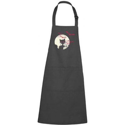 Dobrý Triko Zástěra s potiskem Kočka a netopýři Antracitová – Zboží Dáma