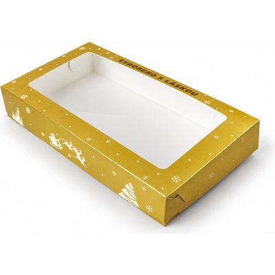 Cake star vánoční krabice zlato-bílá s laminací M 35x20x6cm – Hledejceny.cz