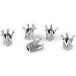 Kovová korunka k našití 10x10 mm - platina světlá (5 ks) – Zboží Dáma