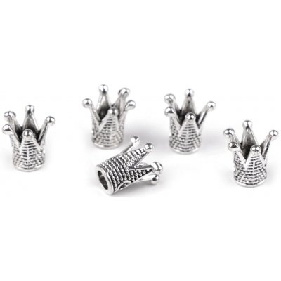 Kovová korunka k našití 10x10 mm - platina světlá (5 ks) – Zboží Dáma