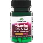 Swanson Vitamín D3 2000 iu + K2 MK7 75 mcg 60 veg kapslí – Hledejceny.cz