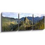 Obraz 3D třídílný - 150 x 50 cm - Panorama of Machu Picchu, lost Inca city in the Andes, Peru Panorama z Machu Picchu, ztracené město Inků v Andách, Peru – Hledejceny.cz