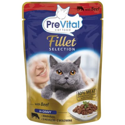 PreVital Naturel dušené filetky hovězí v omáčce 28 x 85 g