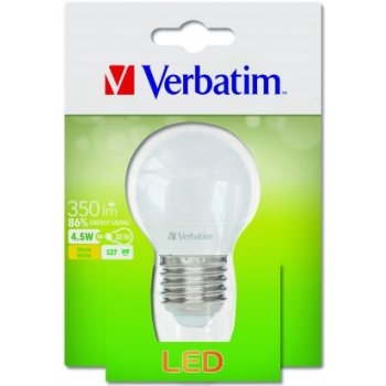 Verbatim LED žárovka E27 4,5W 350lm 30W typ Mini Globe matná teplá bílá