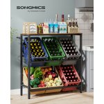 SONGMICS Kovový stojan LIFEWIT pro 6 přepravek s policí, nosnost 340 kg 104 x 117 x 40 cm hnědá – Sleviste.cz