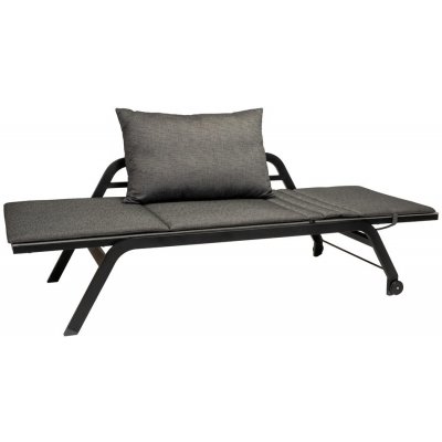 Stern Sofa/lehátko Novi, 203x79x65 cm, rám lakovaný hliník černý (black matt), výplet textilen linen grey, rychleschnoucí výplň polstrů, venkovní látka silk black – Zbozi.Blesk.cz