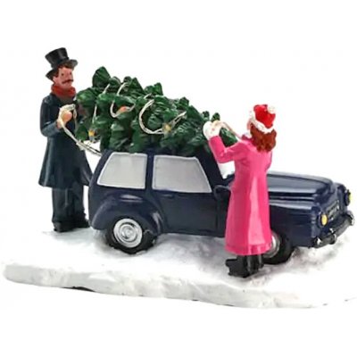 Euro Habitat Vánoční scéna stromek s autem Modré auto 13 cm