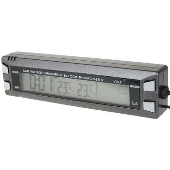 3,8''LCD digitální hodiny s vnitřním / vnějším teploměrem + měření napětí pro vozidla
