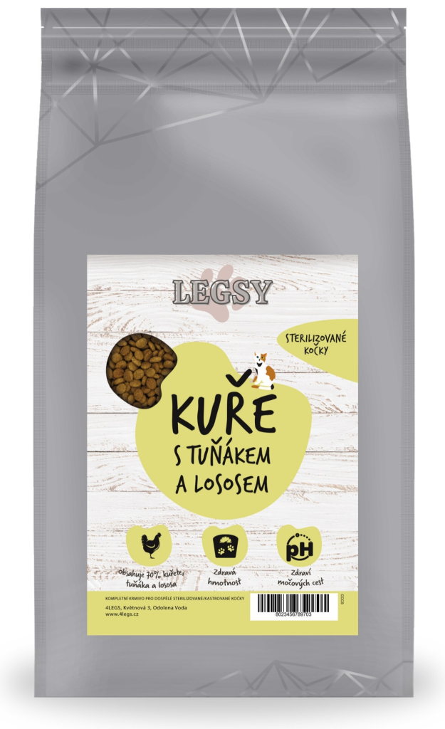 LEGSY Granule pro sterilizované kočky Kuře tuňák a losos 5 kg