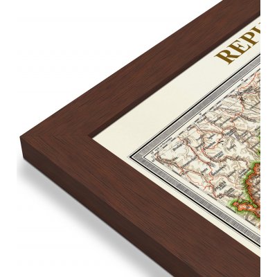 ZES Československo 1933 - nástěnná mapa 200 x 100 cm Varianta: mapa v dřevěném rámu, Provedení: Pegi višeň – Zboží Dáma