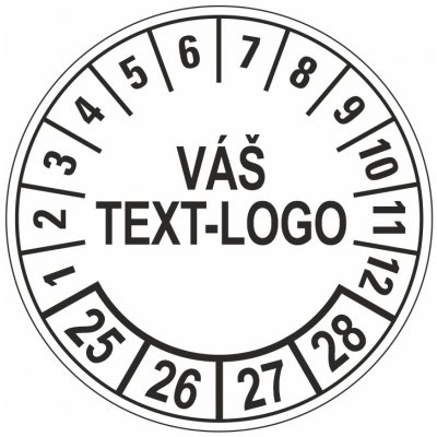 Kontrolní štítek 25-28 Váš text/logo samolepící PVC fólie arch 30 ks - 25 mm – Zboží Dáma