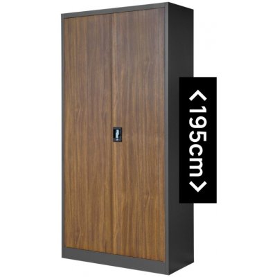 Jan Nowak Plechová policová skříň JAN H, 900 x 1950 x 400 mm, Eco Design: antracitová/ ořech 1336 – Sleviste.cz