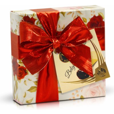 Selllot Belgické pralinky Růžové růže s červenou mašlí 50 g – Zboží Dáma