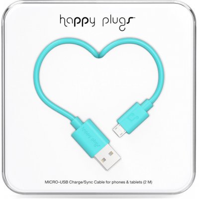 Happy Plugs 9924 datový Micro USB, 2m, tyrkysový – Zbozi.Blesk.cz