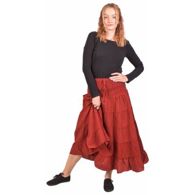 Sanu Babu dlouhá červená sukně s volánem žabičkování v pase červená – Hledejceny.cz