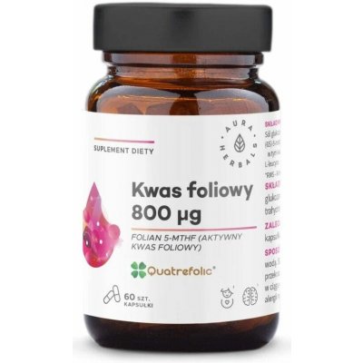 Aura Herbals Kyselina listová 800 mcg Čtyřmocná kyselina listová ® 60 kapslí – Hledejceny.cz