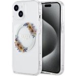 Guess PC/TPU Flowers Ring Glossy Logo MagSafe iPhone 15 Plus čiré – Zboží Mobilmania