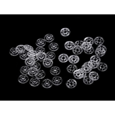 Plastové patentky / stiskací knoflíky transparentní Ø7 mm Varianta: transparent, Balení: 100 pár – Sleviste.cz