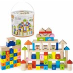 Viga Dřevěné kostky Písmenka a čísla 100 ks – Zboží Mobilmania