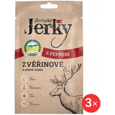 Jihočeské Jerky Zvěřinové s pepřem 3 x 20 g – Zboží Dáma