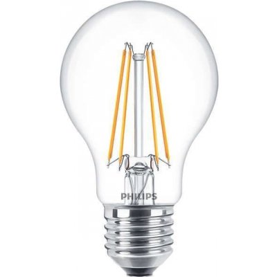Philips Čirá LED žárovka E27 FILAMENT klasický zdroj 75W, barva světla Žárovkové světlo