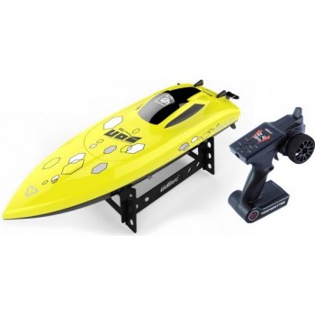 Conquest Fleg Motorový člun/loď do vodyRC plast 34cm žlutý na baterie+dob. pack+USB 2,4Ghz v krabici 36x27