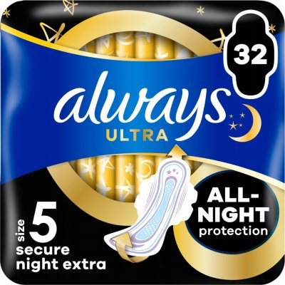 Always Ultra Secure Night Extra hygienické vložky vel. 5 s křidélky 32 ks – Zboží Dáma