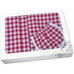 Povlečení Plus Dárkové balení Kanafas kostka červená/bílá zástěra + chňapka + utěrka – Zboží Dáma