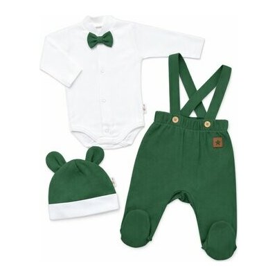 Bavlněná souprava Gentleman 3D body polodupačky s láclem čepička tm. zelená – Hledejceny.cz