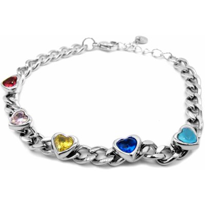 Steel Jewelry náramek barevné srdce z chirurgické oceli NR220202